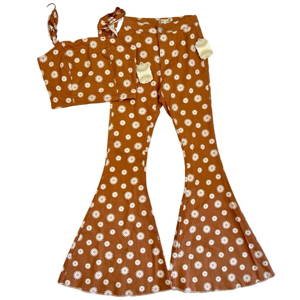 NWT Alter’d State Matching set Crop Top & High Rise Floral Bell Bottoms
